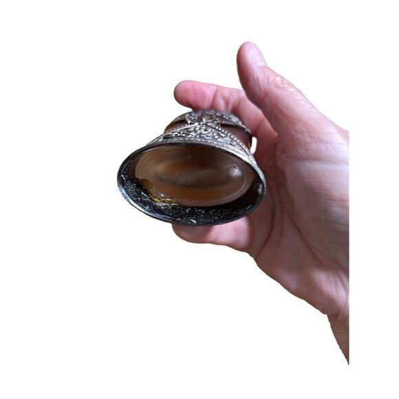 Vintage Ornate Perfume Bottle - Amber Glass & Metalwork Unknown Scent - Picture 5 of 7